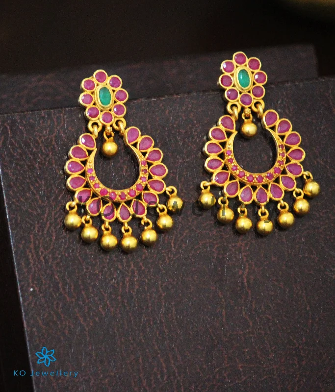 Ladies earrings for gatherings -The Padmavat Silver Chand Bali Earrings (Red)