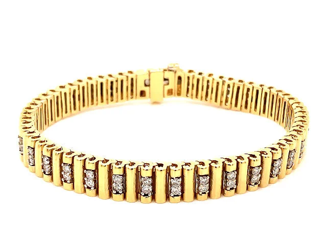 ladies-unique-gold-bracelets-Diamond Unisex Bracelet in 14K Yellow Gold, 1.65 Carat G - H, SI1 7.00"