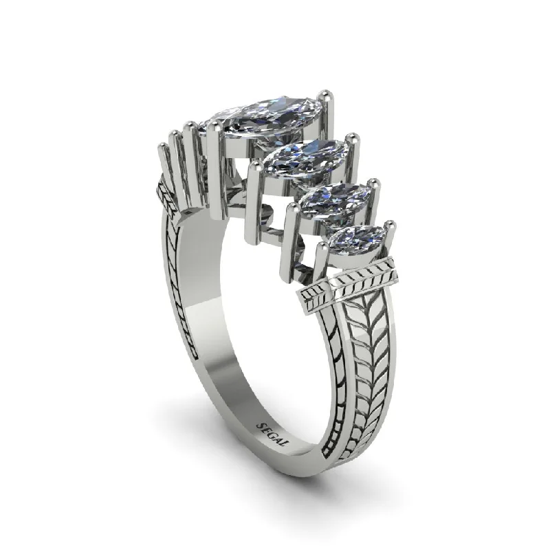 Ladies engagement rings for nomad love -Marquise-Cut Diamond Cascade Engagement Ring - Regina No. 3