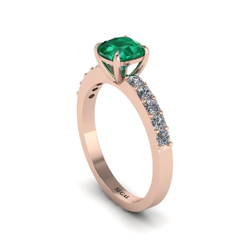 Ladies engagement rings with sky diamonds -Cushion-Cut Emerald Classic Elegance Engagement Ring - Demi No. 5