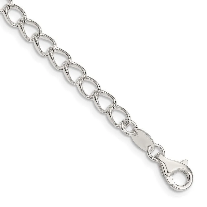 ladies-luxury-rose-gold-bracelets-Sterling Silver 4.5mm Half round Wire Open Curb Chain Bracelet