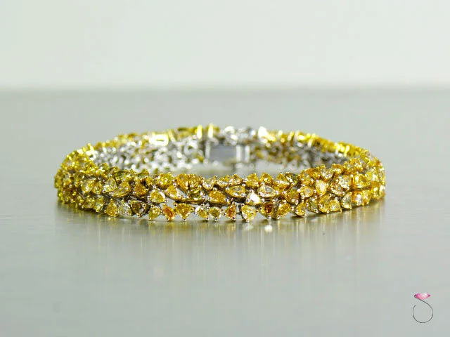 ladies-modern-silver-bracelets-Gorgeous 14.25 ct. Fancy Yellow Diamond Tennis Bracelet in 18K