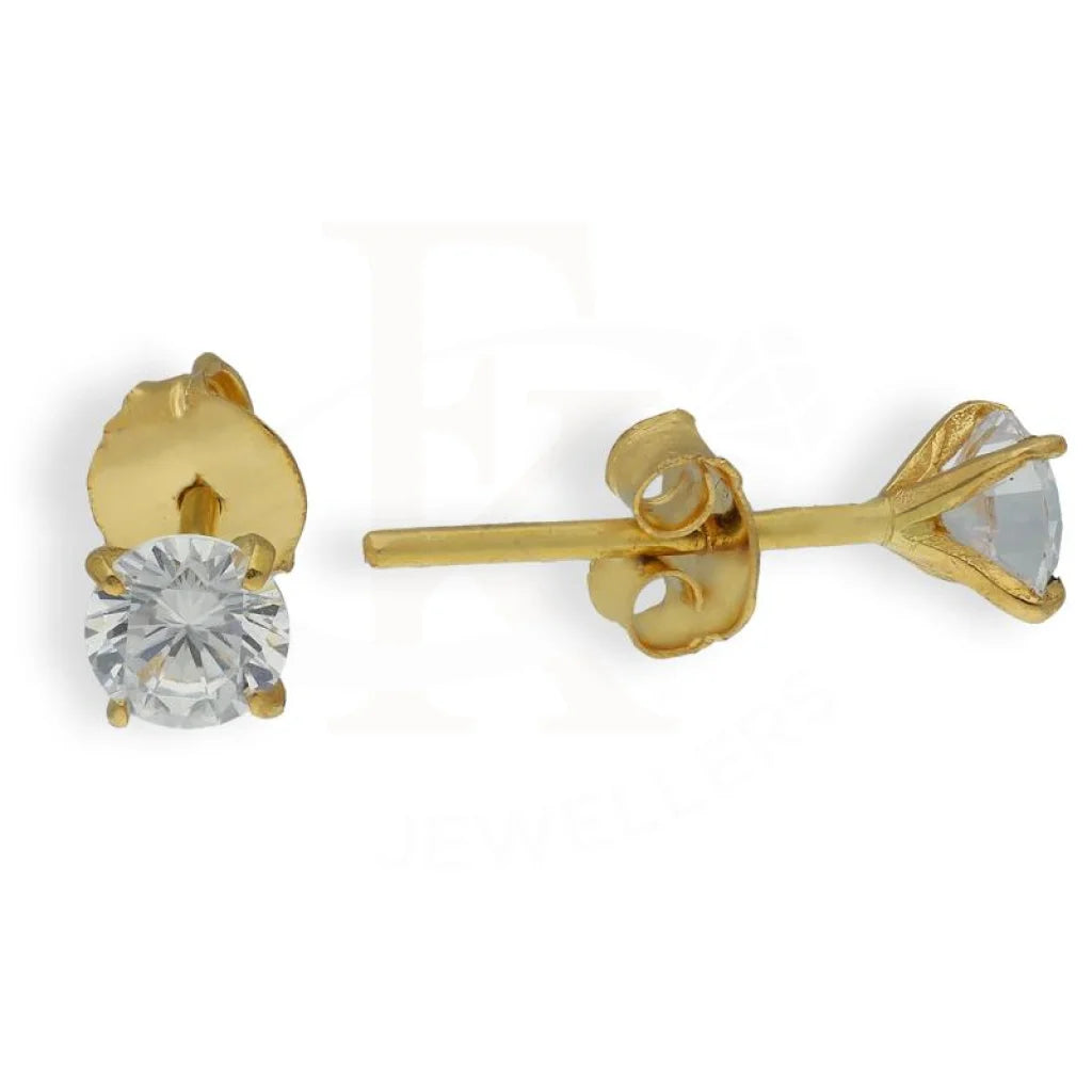 Ladies earrings striking styles -Gold Solitaire Stud Earrings 18KT - FKJERN18K2687