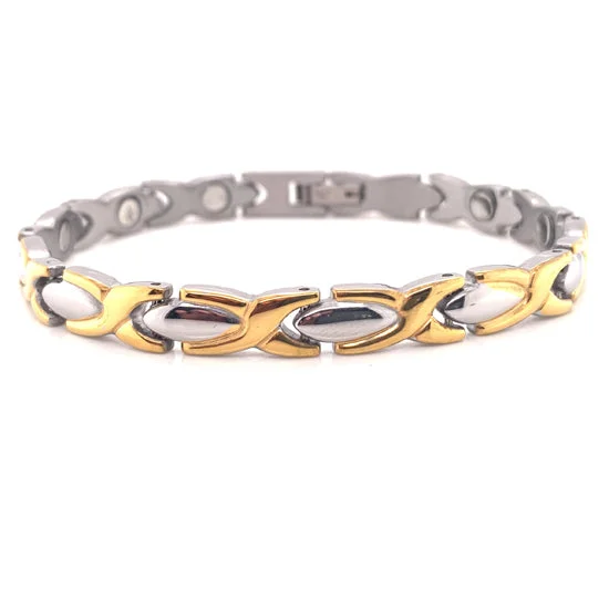 ladies-infinity-diamond-bracelets-Gold And Stainless Steel Bracelet / MBL0023