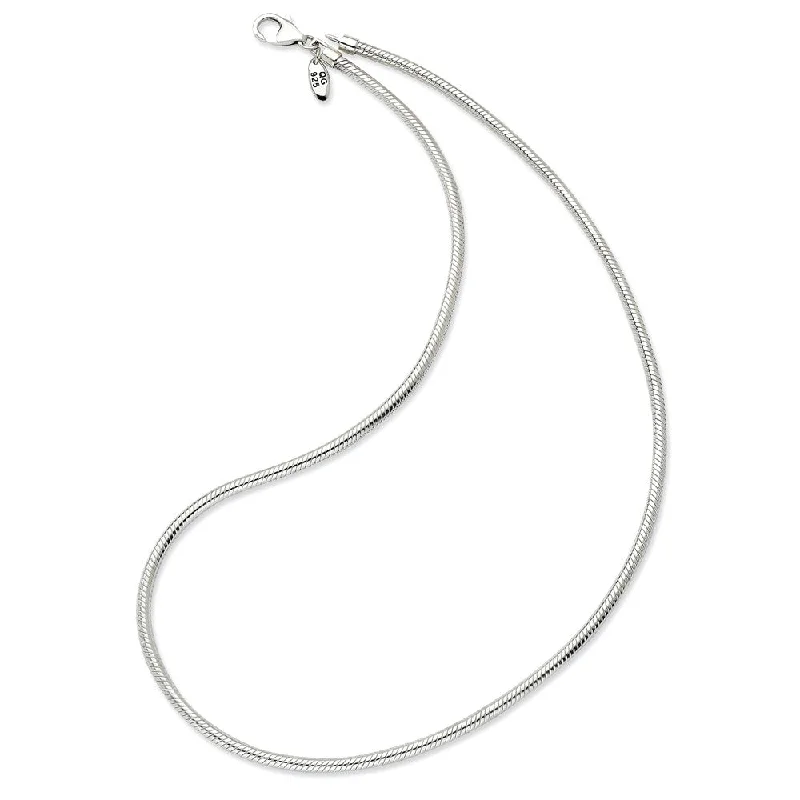 ladies-handmade-diamond-necklaces-19 Inch Artisan Snake 3mm Necklace for Charms in Silver for 4mm Charms