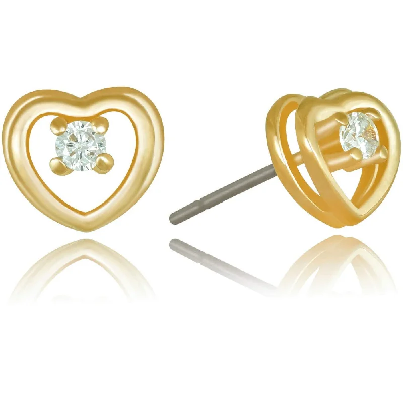 Ladies earrings for mavericks -8mm Cubic Zirconia Heart Stud Earrings