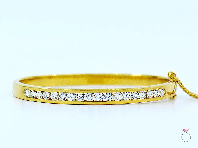 ladies-minimalist-rose-gold-bracelets-18K Yellow Gold Diamond Bangle Bracelet, 2.17 Ctw.