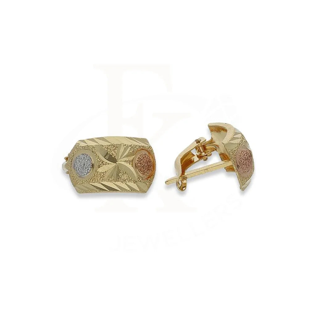 Ladies earrings for bloggers -Gold Tri-Tone Clip Earrings 18KT - FKJERN18K2254