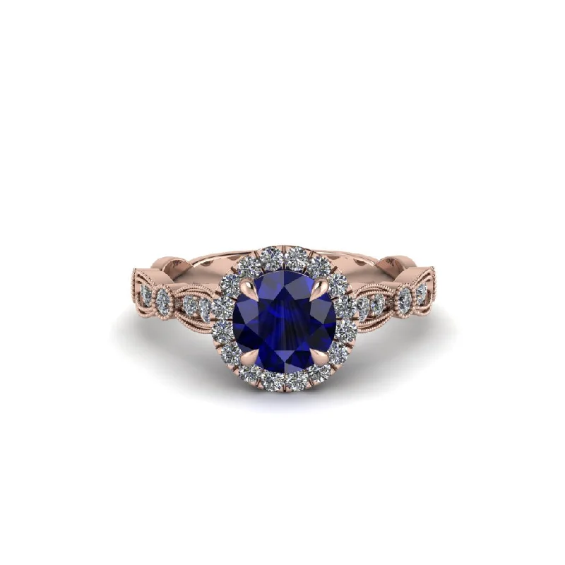 Ladies engagement rings with blush sapphires -Round Cut Sapphire Radiant Eternity Engagement Ring - Kamryn No. 14