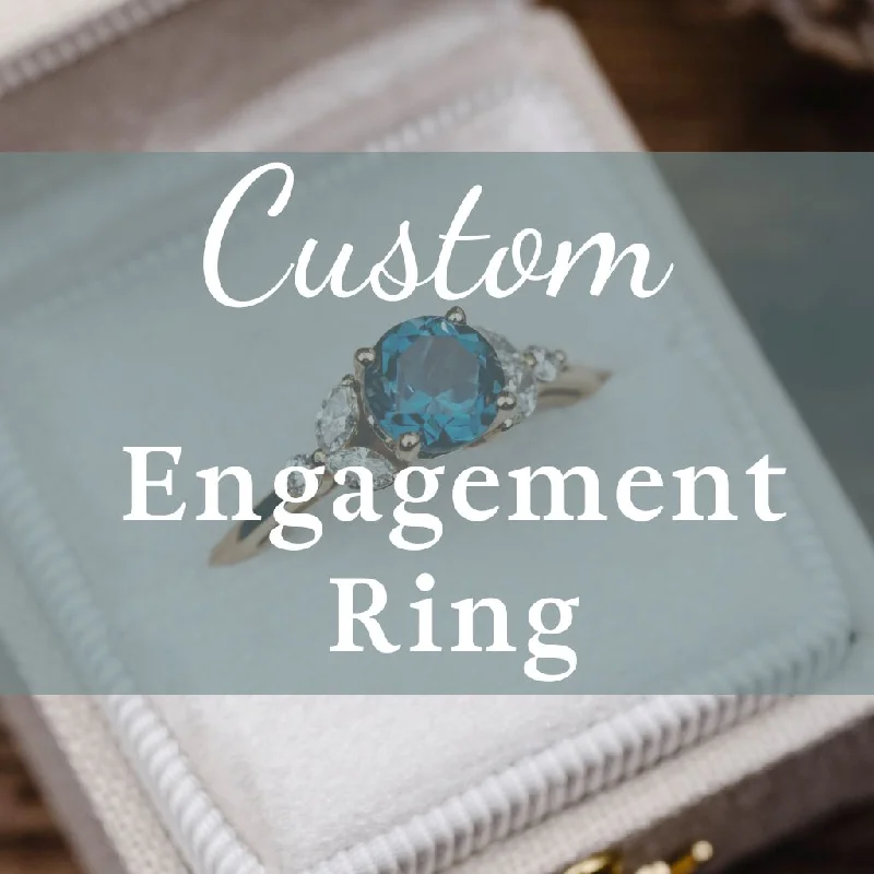 Ladies engagement rings with oak settings -Custom Engagement Ring