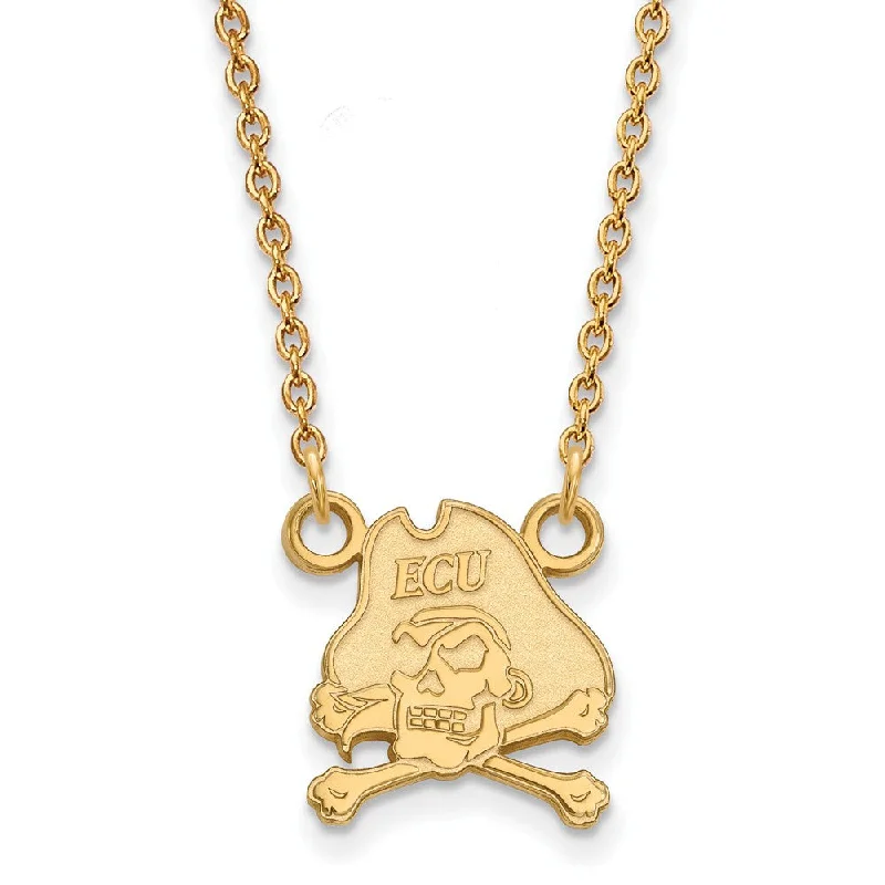 ladies-locket-diamond-necklaces-14k Gold Plated Silver East Carolina U Sm Pirate Pendant Necklace