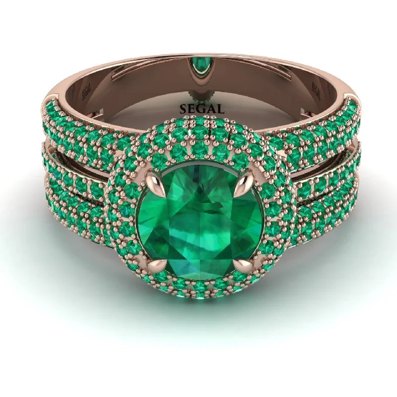 Ladies engagement rings for influencer love -Emerald Halo Luxury Pave Engagement Ring - Sierra No. 20