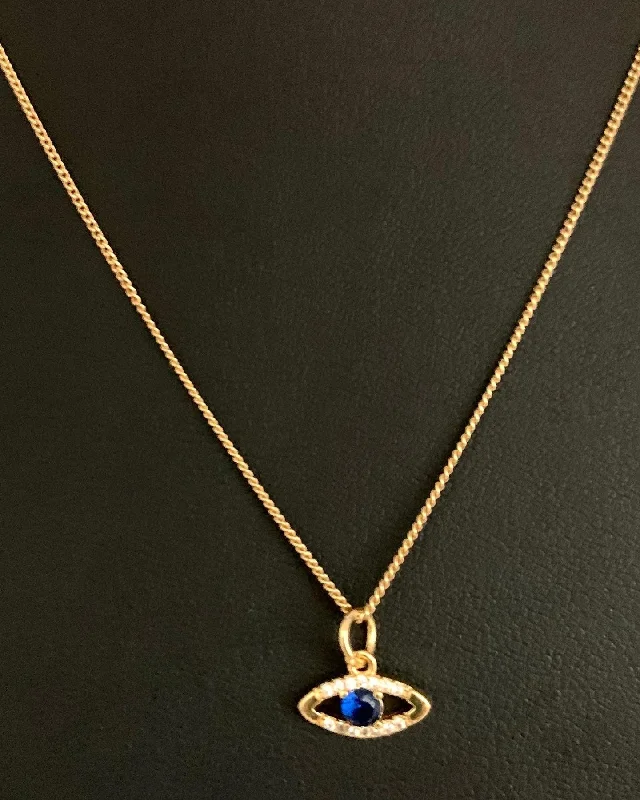 ladies-rustic-diamond-necklaces-Gold Women’s pendant necklace with Gold Evil Eye