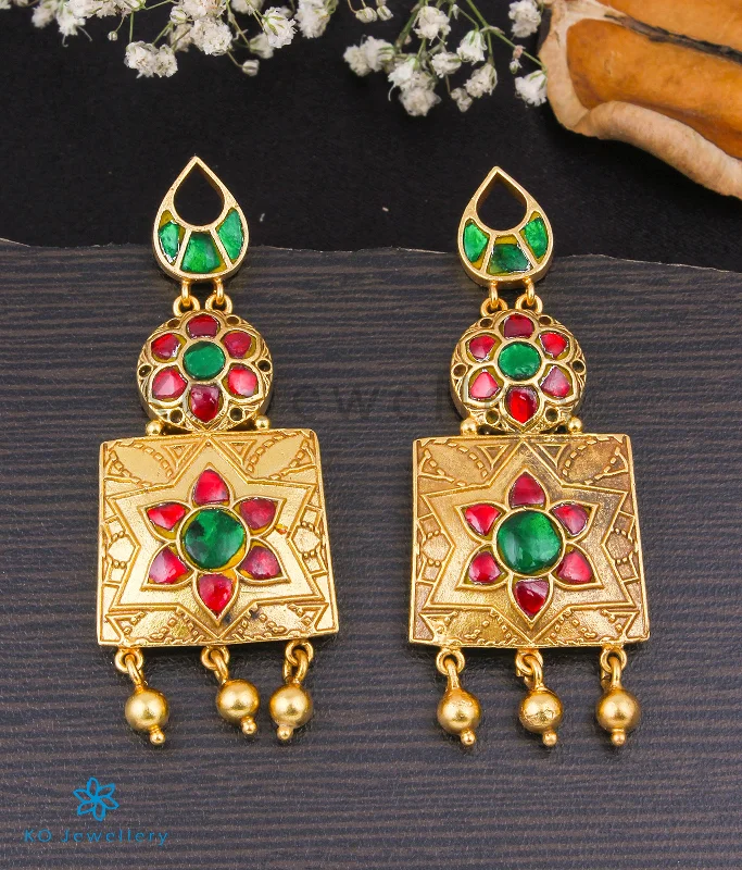 Ladies earrings rhodium plated -The Amaanat Silver Kundan Earrings