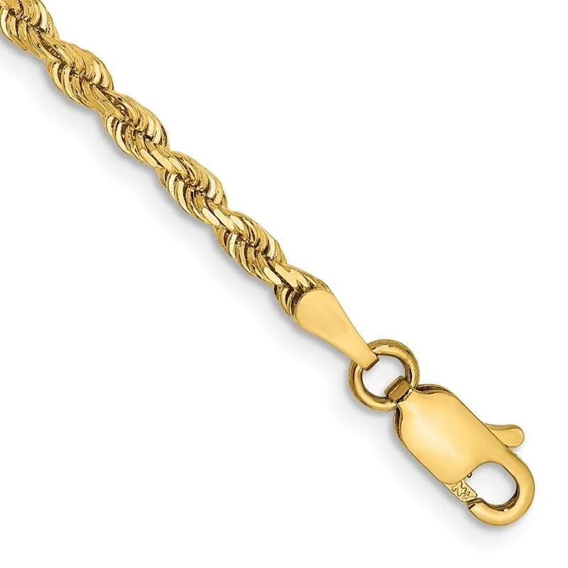 ladies-statement-gold-bracelets-14K 8 Inch 2.75mm Diamond-cut Quadruple Rope Lobster Clasp Chain Bracelet