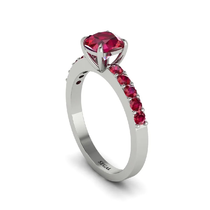 Ladies engagement rings for seeker love -Cushion-Cut Ruby Classic Elegance Engagement Ring - Demi No. 57