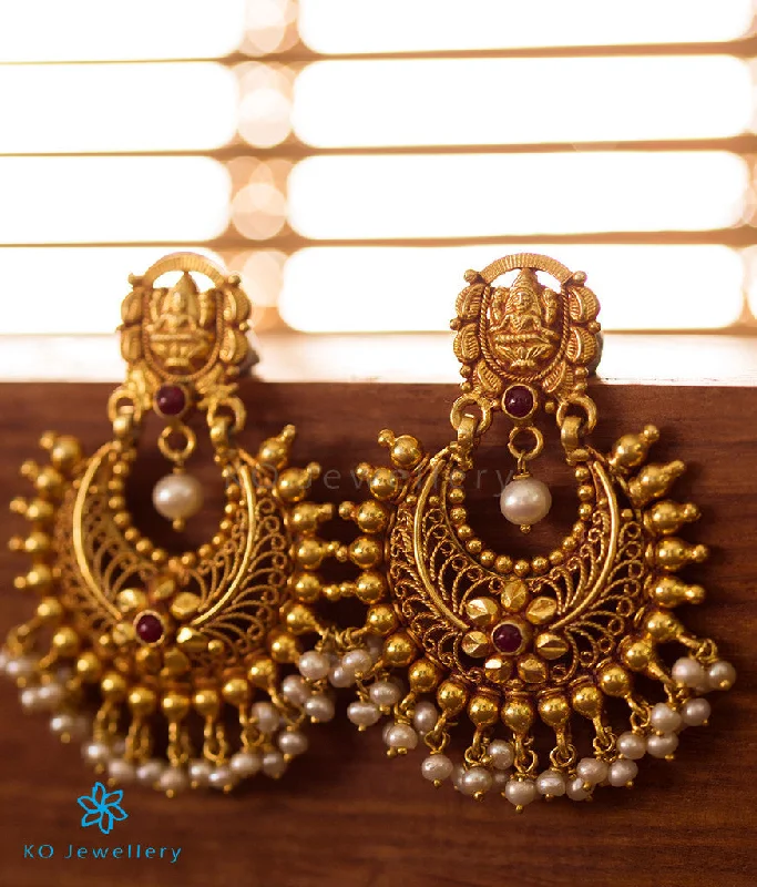 Ladies earrings with tail drops -The Asmita Silver Chand-Bali Earrings