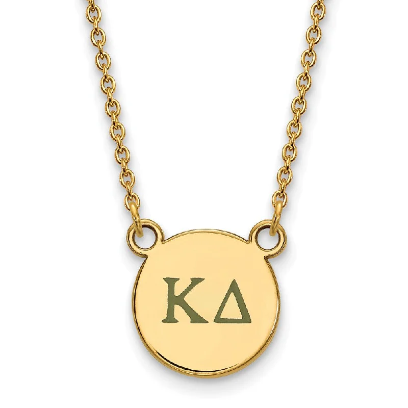 ladies-birthstone-layered-necklaces-14K Plated Silver Kappa Delta Small Green Enamel Greek Necklace