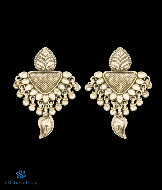 Ladies earrings artsy hoops -The Yudhvan Silver Earrings