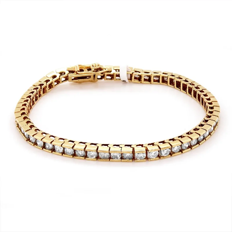 ladies-everyday-rose-gold-bracelets-YELLOW GOLD TENNIS BRACELET WITH 56 DIAMONDS, 6.00 CT TW