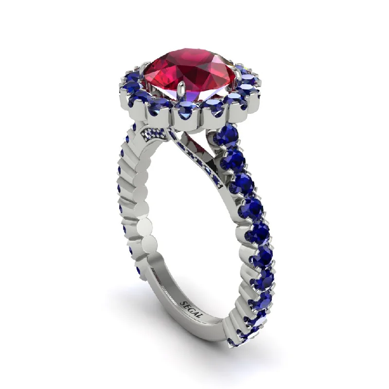 Ladies engagement rings for bold unions -Round Cut Ruby Timeless Splendor Engagement Ring - Jazlyn No. 72