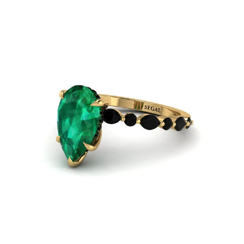 Ladies engagement rings modern charm -Pear-Cut Emerald Halo Engagement Ring - Nylah No. 34