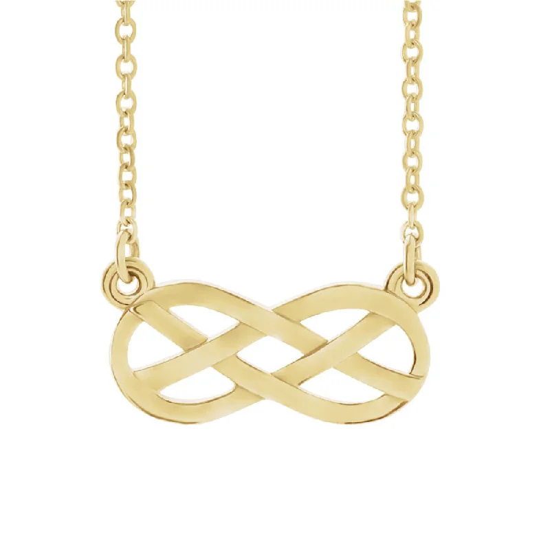 ladies-artisan-silver-necklaces-Infinity Style Knot Necklace in 14k Yellow Gold, 18 Inch