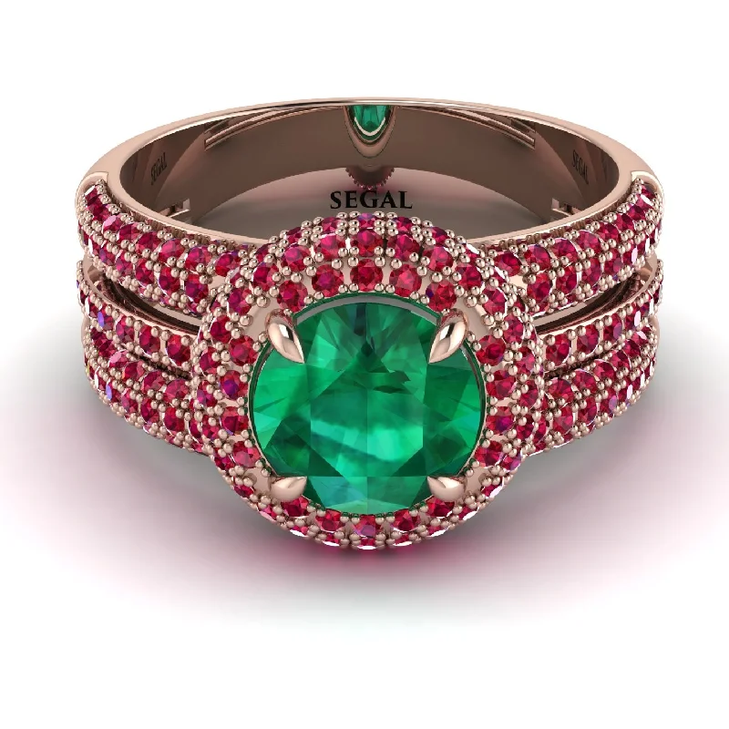 Ladies engagement rings with flare accents -Emerald Halo Luxury Pave Engagement Ring - Sierra No. 50