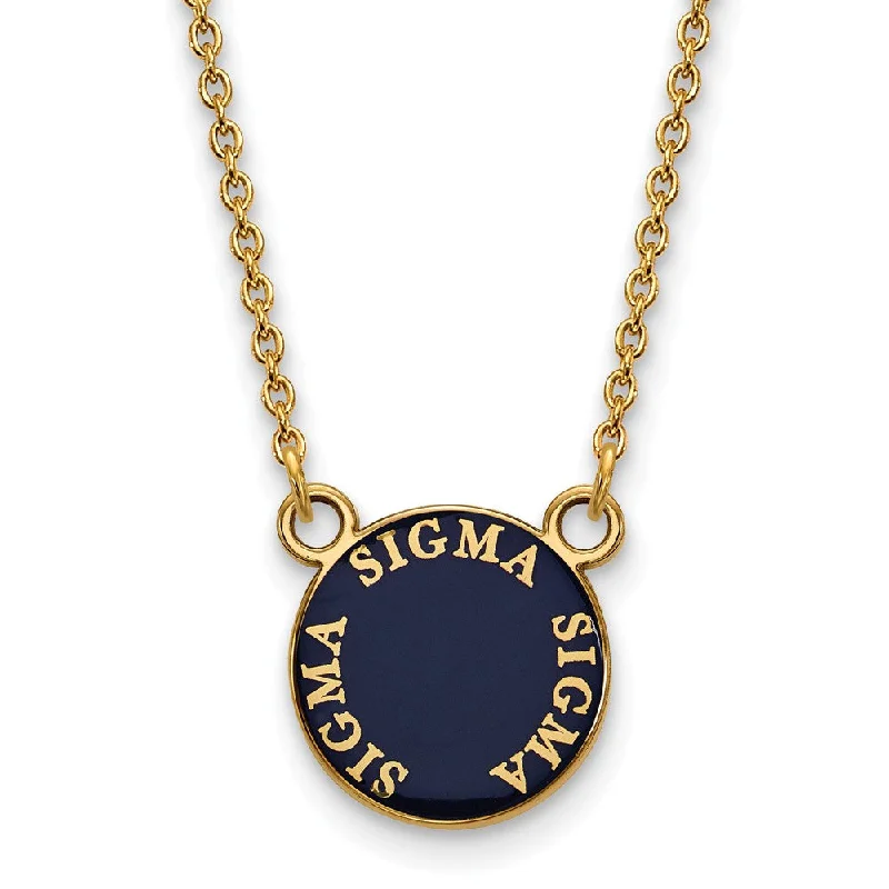 ladies-artisan-pearl-necklaces-14K Plated Silver Sigma Sigma Sigma Small Enamel Disc Necklace