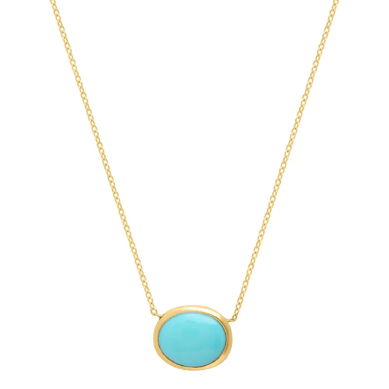 ladies-elegant-pearl-necklaces-Oval Turquoise necklace