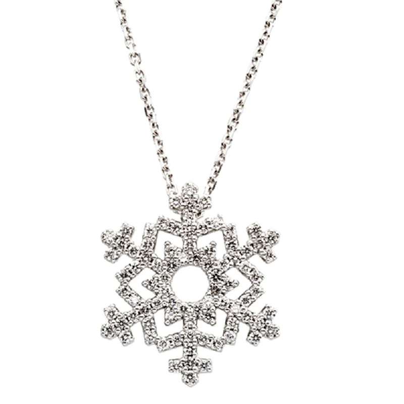 ladies-heart-charm-necklaces-3/8 cttw Diamond Snowflake Necklace in 14k White Gold