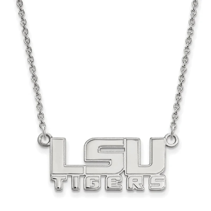 ladies-gift-rose-gold-necklaces-Sterling Silver Louisiana State Small LSU Tiger Necklace