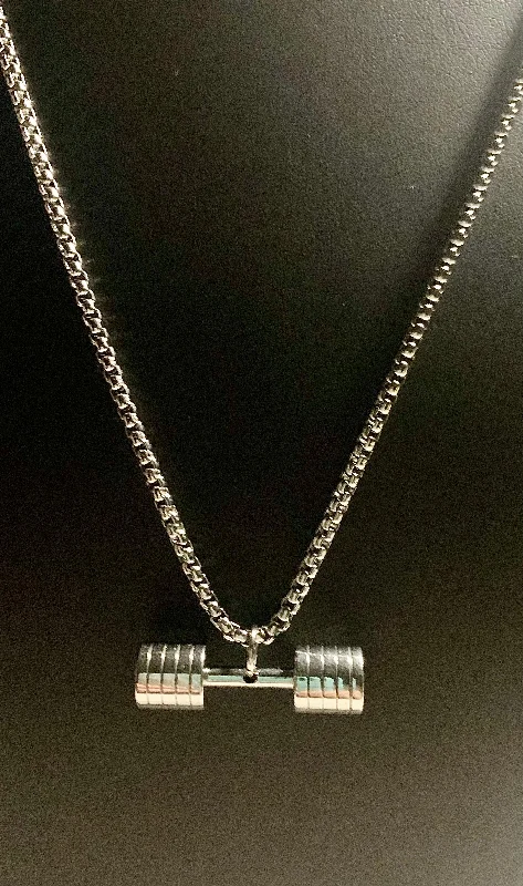 ladies-delicate-silver-necklaces-Dumbbell Necklace (5 plate)