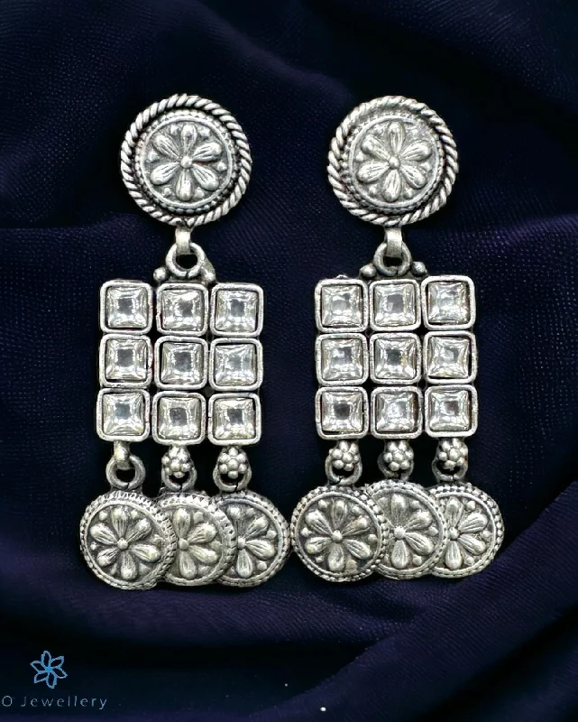 Ladies earrings for designers -The Tanmaya Silver Earrings (White)