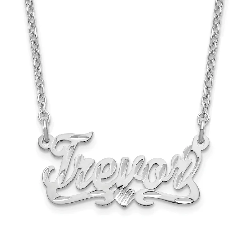 ladies-gift-diamond-necklaces-Personalized Polished and Diamond-Cut One Heart Name Necklace