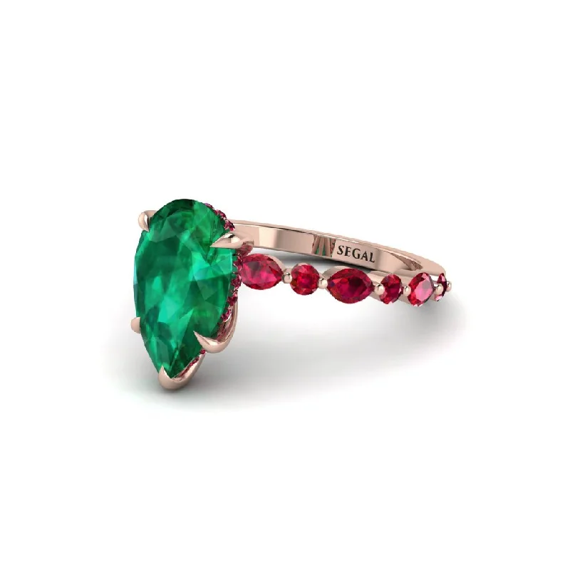 Ladies engagement rings for runway romance -Pear-Cut Emerald Halo Engagement Ring - Nylah No. 50