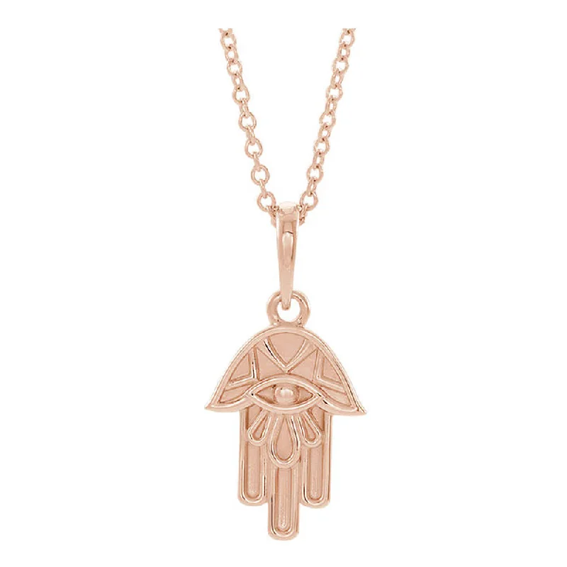 ladies-custom-rose-gold-necklaces-14k White, Yellow or Rose Gold Small Hamsa Necklace, 16-18 Inch