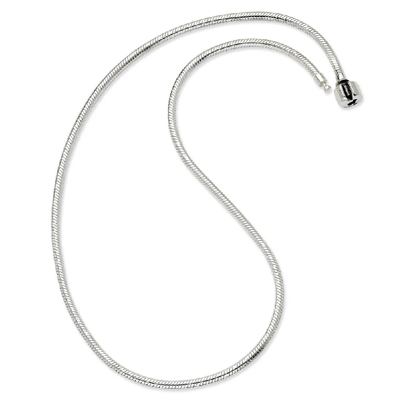 ladies-luxury-silver-necklaces-16 Inch Artisan Snake 3mm Charm Necklace in Silver for 4mm Charms