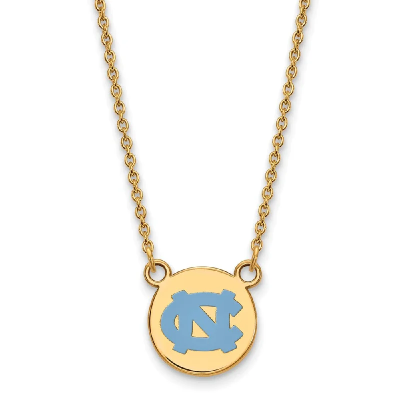 ladies-rose-gold-long-necklaces-14k Gold Plated Silver North Carolina Sm Enamel Pendant Necklace