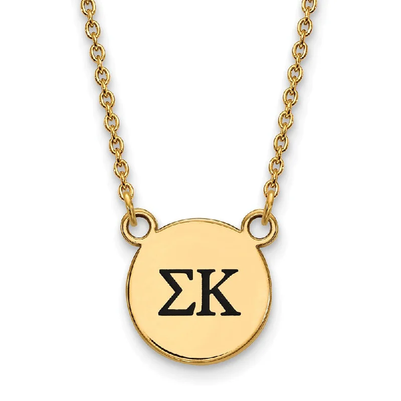 ladies-classic-choker-necklaces-14K Plated Silver Sigma Kappa Small Enamel Greek Letters Necklace