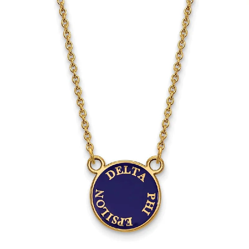 ladies-moon-silver-necklaces-14K Plated Silver Delta Phi Epsilon Small Enamel Disc Necklace