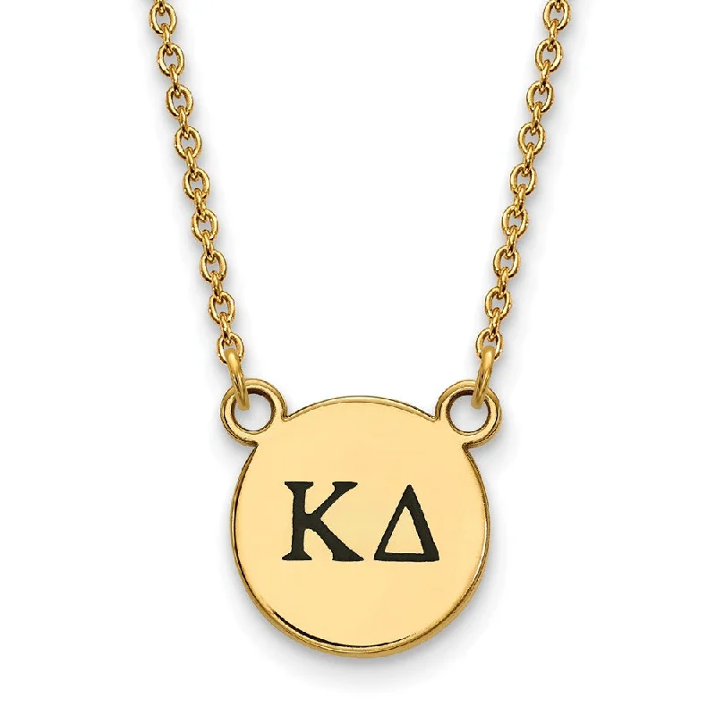 ladies-star-charm-necklaces-14K Plated Silver Kappa Delta Small Blue Enamel Greek Letters Necklace