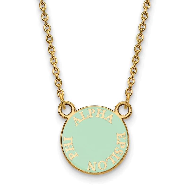 ladies-affordable-rose-gold-necklaces-14K Plated Silver Alpha Epsilon Phi XS (Tiny) Enamel Disc Necklace