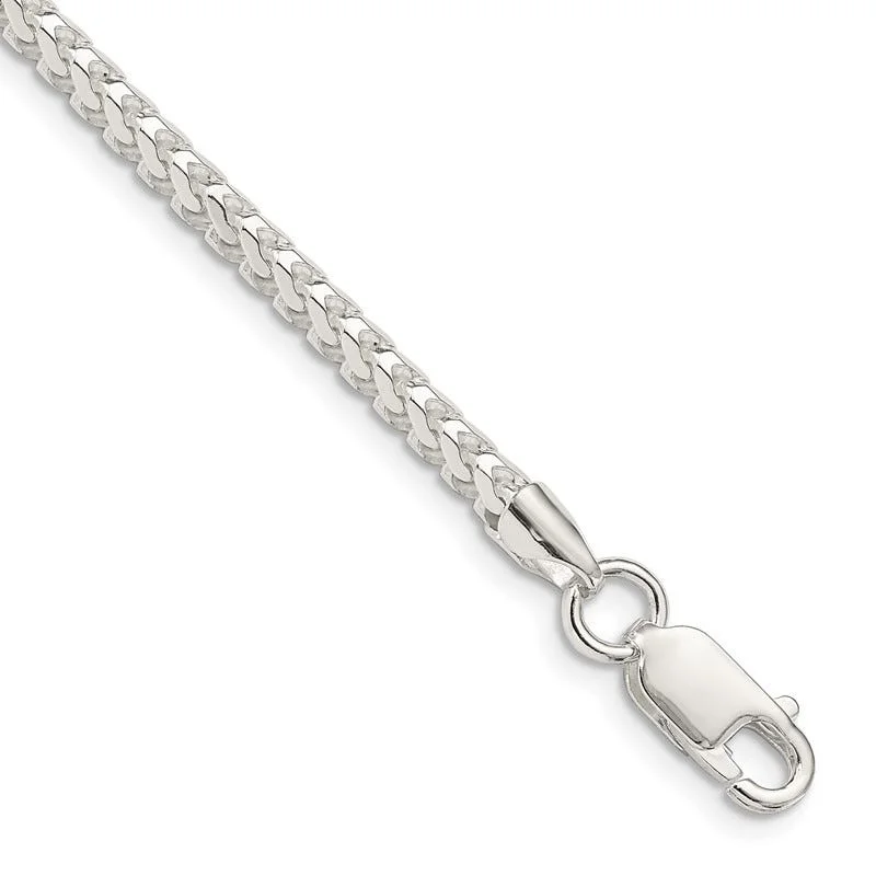 ladies-classic-tassel-bracelets-Sterling Silver 3.4mm D/C Square Franco Chain Bracelet