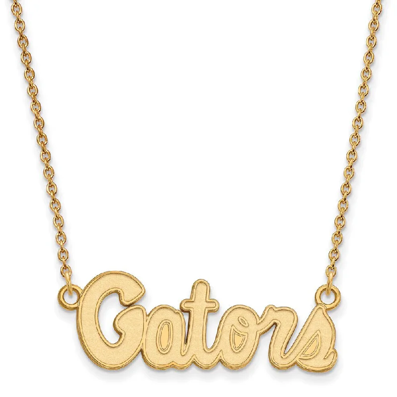 ladies-sterling-silver-layered-necklaces-14k Gold Plated Silver U of Florida Small Gators Pendant Necklace