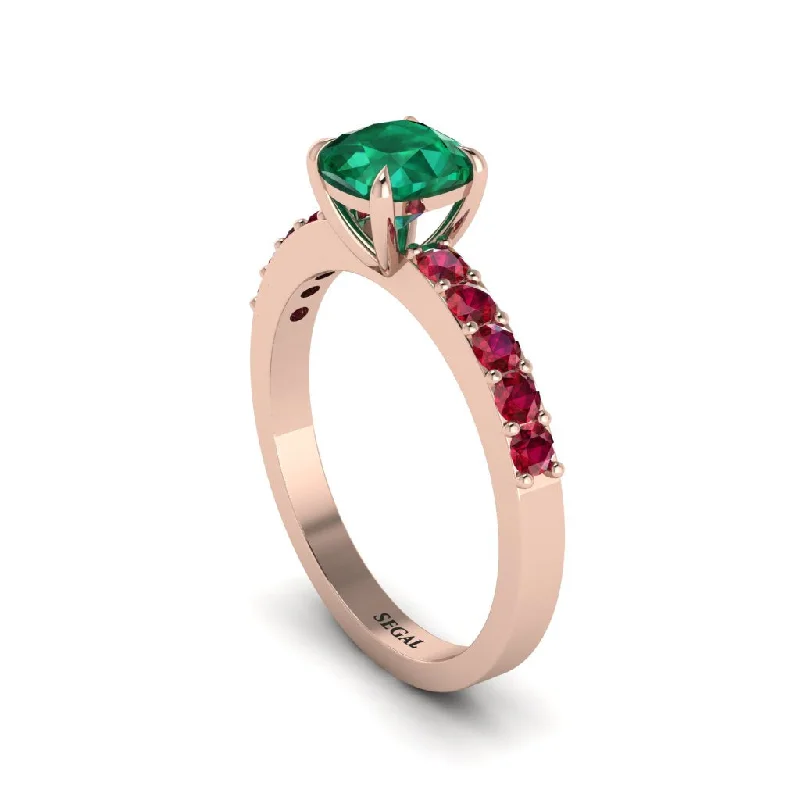 Ladies engagement rings with sunny diamonds -Cushion-Cut Emerald Classic Elegance Engagement Ring - Demi No. 50