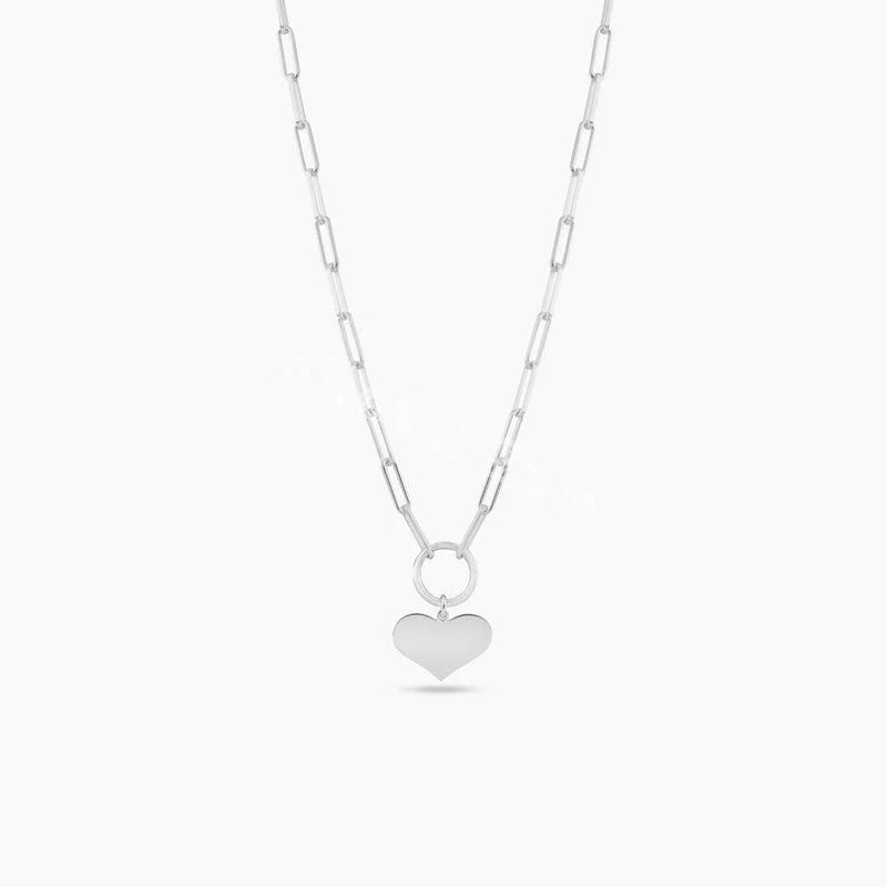 ladies-unique-rose-gold-necklaces-925 Sterling Silver Basic Link Chain Heart Necklace