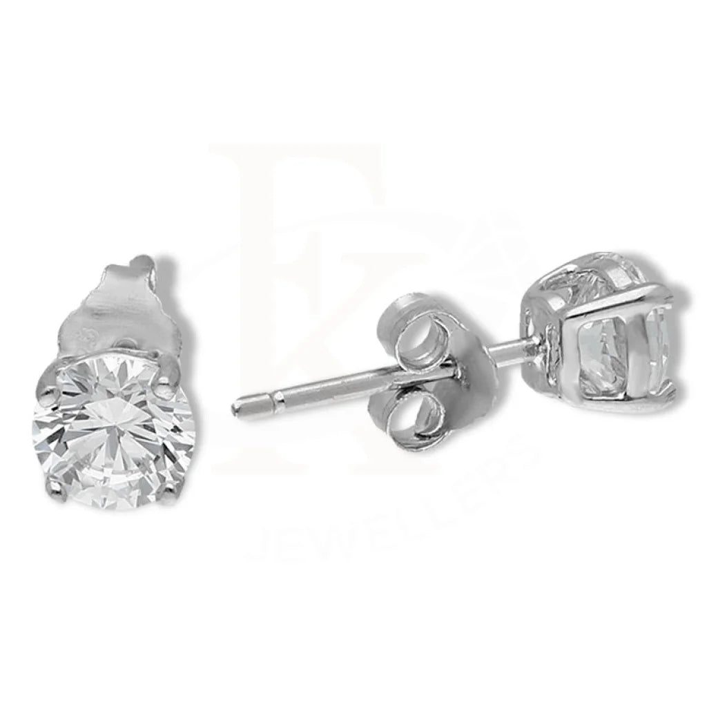 Ladies earrings coiled studs -Sterling Silver 925 Round Shaped Solitaire Stud Earrings - FKJERNSL3137