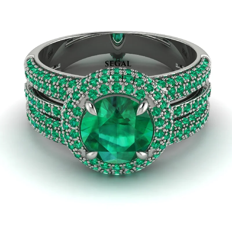 Ladies engagement rings for crafty proposals -Emerald Halo Luxury Pave Engagement Ring - Sierra No. 21