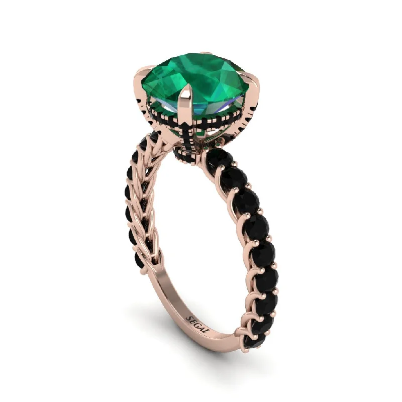 Ladies engagement rings for lifelong love -Emerald Twisted Band Halo Engagement Ring - Avianna No. 35